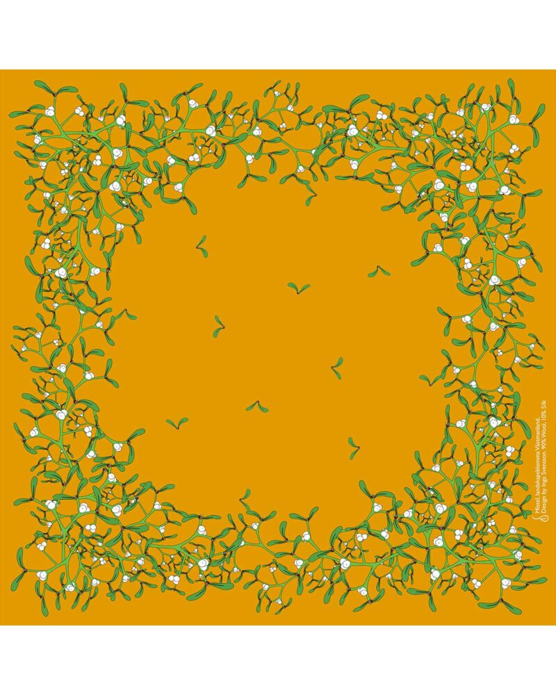 Wool Silk Scarf "Landskapsblommor, Mistel, Västmanland" 75x75 cm - Image 7