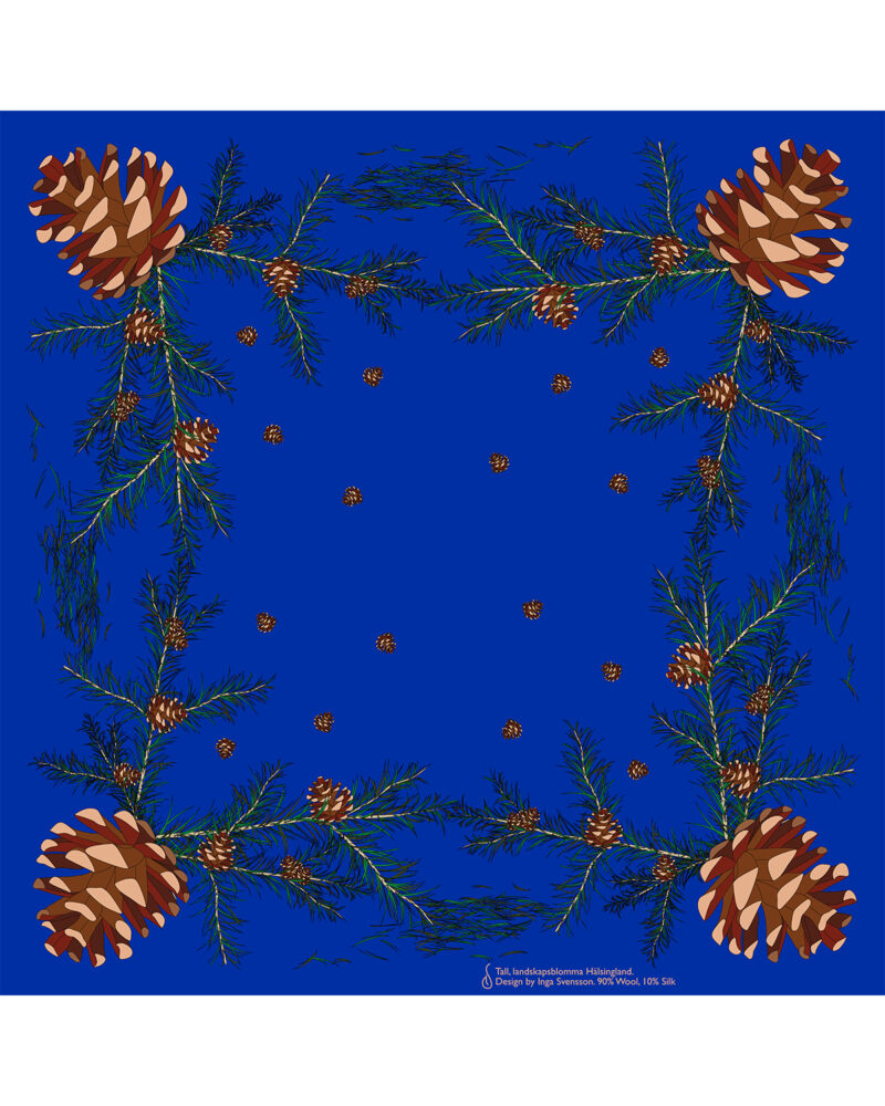 Wool Silk Scarf "Landskapsblommor, Tall, Hälsingland" 75x75 cm - Image 11