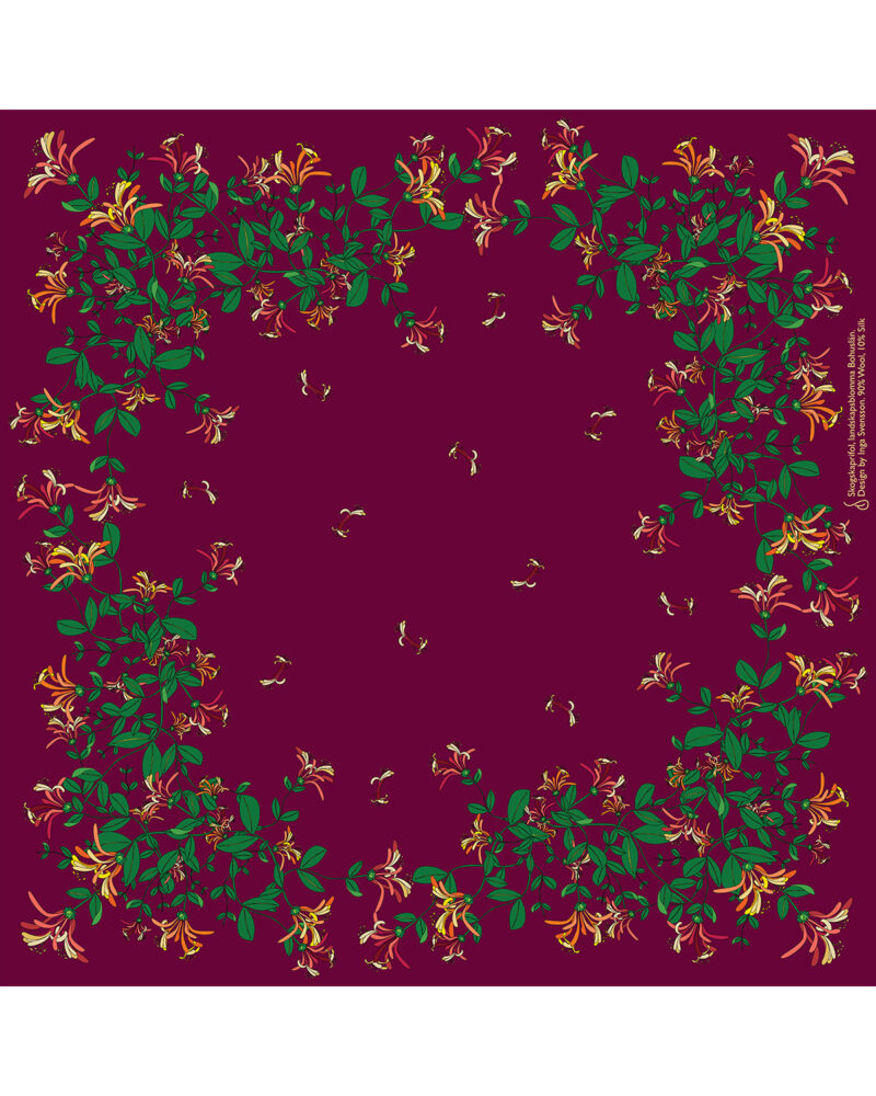 Wool Silk Scarf "Landskapsblommor, Vildkaprifol, Bohuslän" 75x75 cm - Image 8