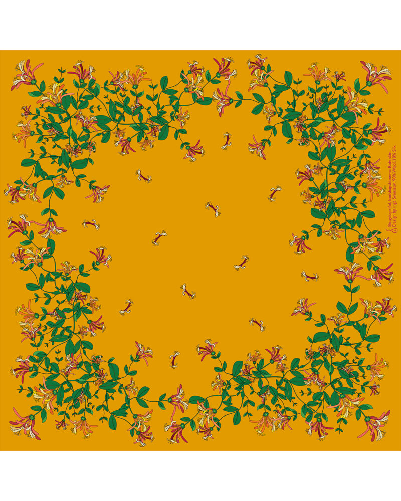 Wool Silk Scarf "Landskapsblommor, Vildkaprifol, Bohuslän" 75x75 cm - Image 6