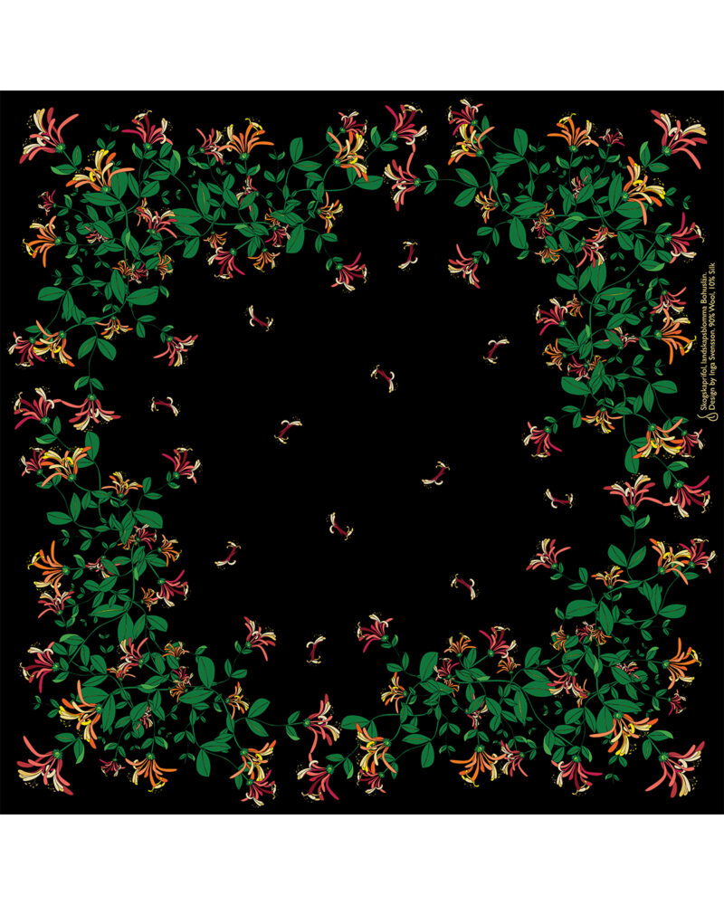 Wool Silk Scarf "Landskapsblommor, Vildkaprifol, Bohuslän" 75x75 cm - Image 5