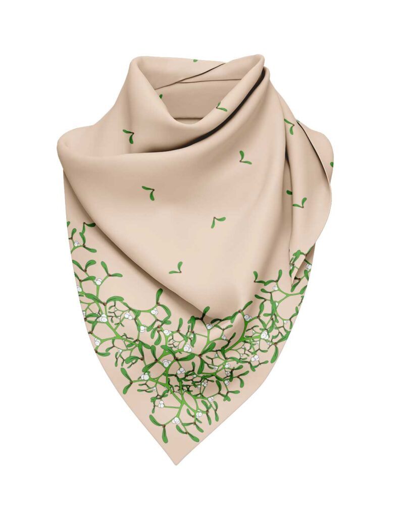 Wool Silk Scarf "Landskapsblommor, Mistel, Västmanland" 75x75 cm - Image 2