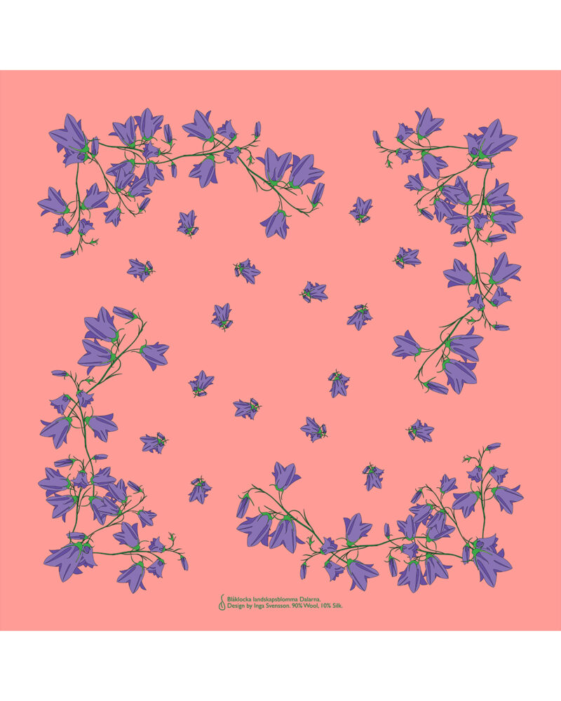 Wool Silk Scarf "Landskapsblommor, Blåklocka, Dalarna" 75x75 cm - Image 13
