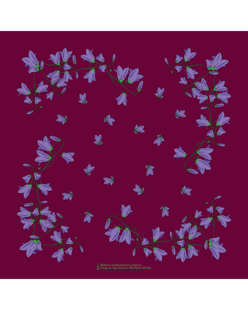 Wool Silk Scarf "Landskapsblommor, Blåklocka, Dalarna" 75x75 cm - Image 9