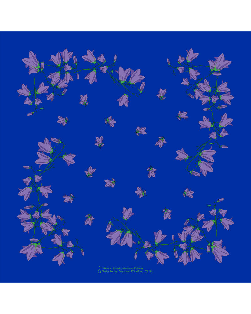 Wool Silk Scarf "Landskapsblommor, Blåklocka, Dalarna" 75x75 cm - Image 11