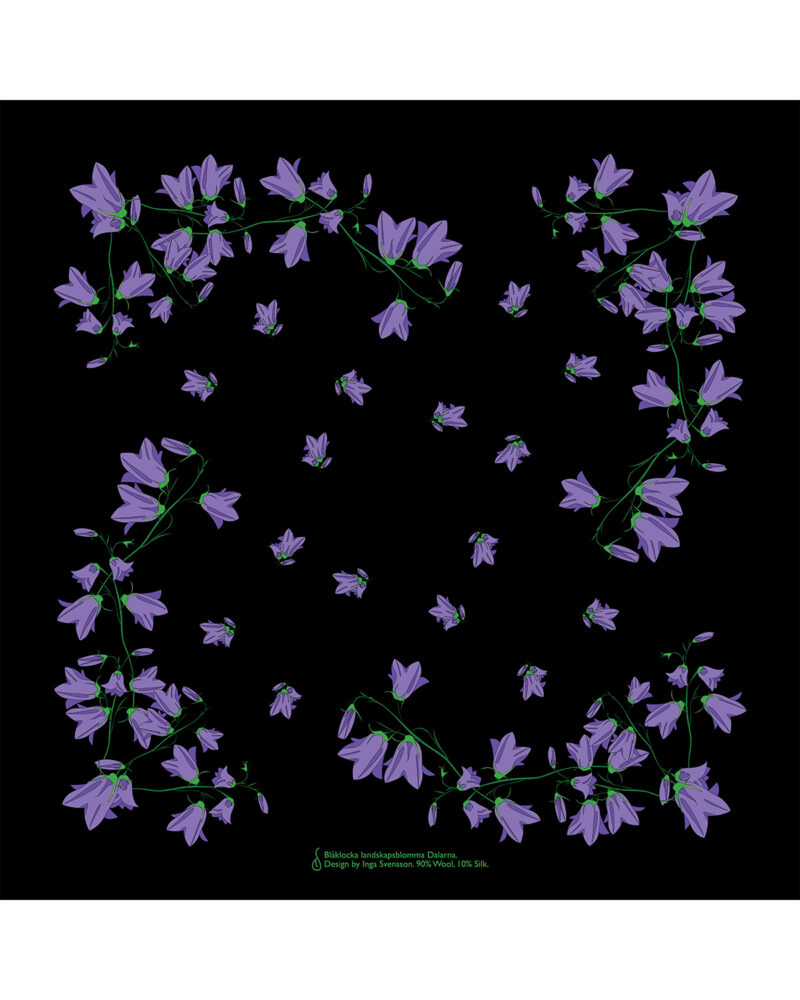 Wool Silk Scarf "Landskapsblommor, Blåklocka, Dalarna" 75x75 cm - Image 5