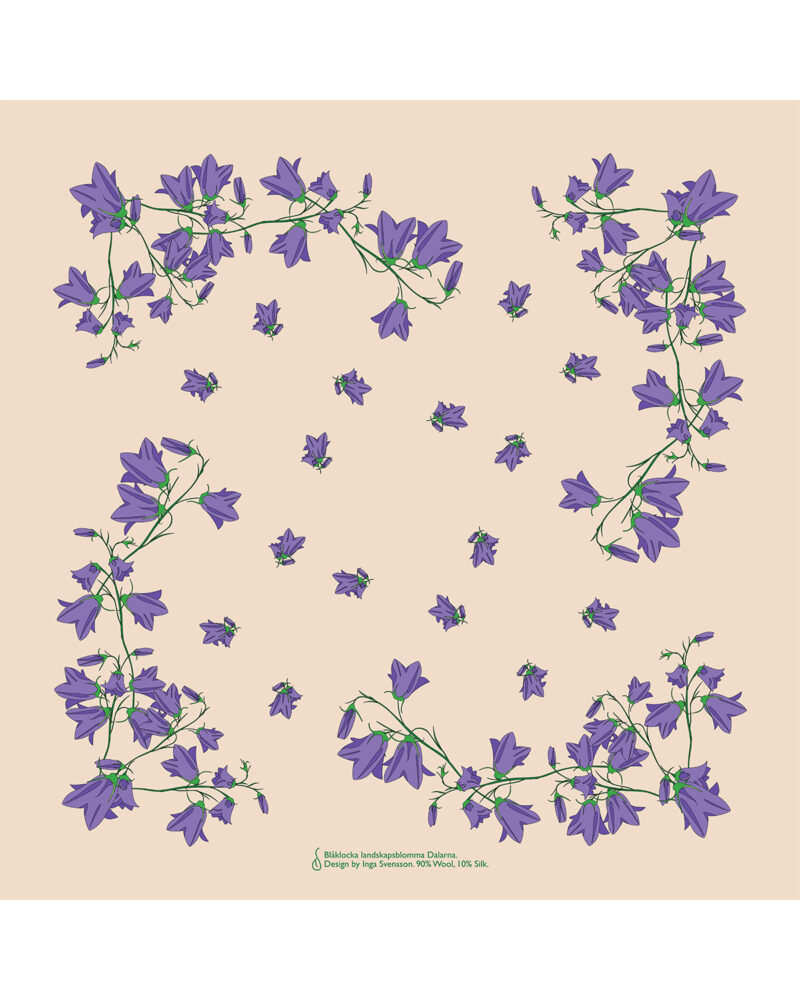 Wool Silk Scarf "Landskapsblommor, Blåklocka, Dalarna" 75x75 cm - Image 3