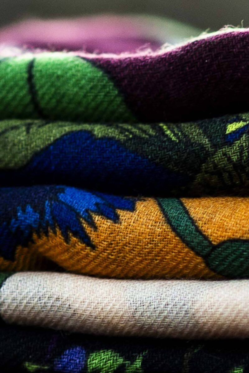 Wool Silk Scarf "Landskapsblommor, Härjedalen, Mosippa" 75x75 cm - Image 14