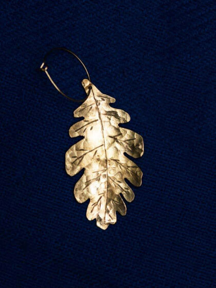 Oak Leaf Earrings "Bergek" – Brass