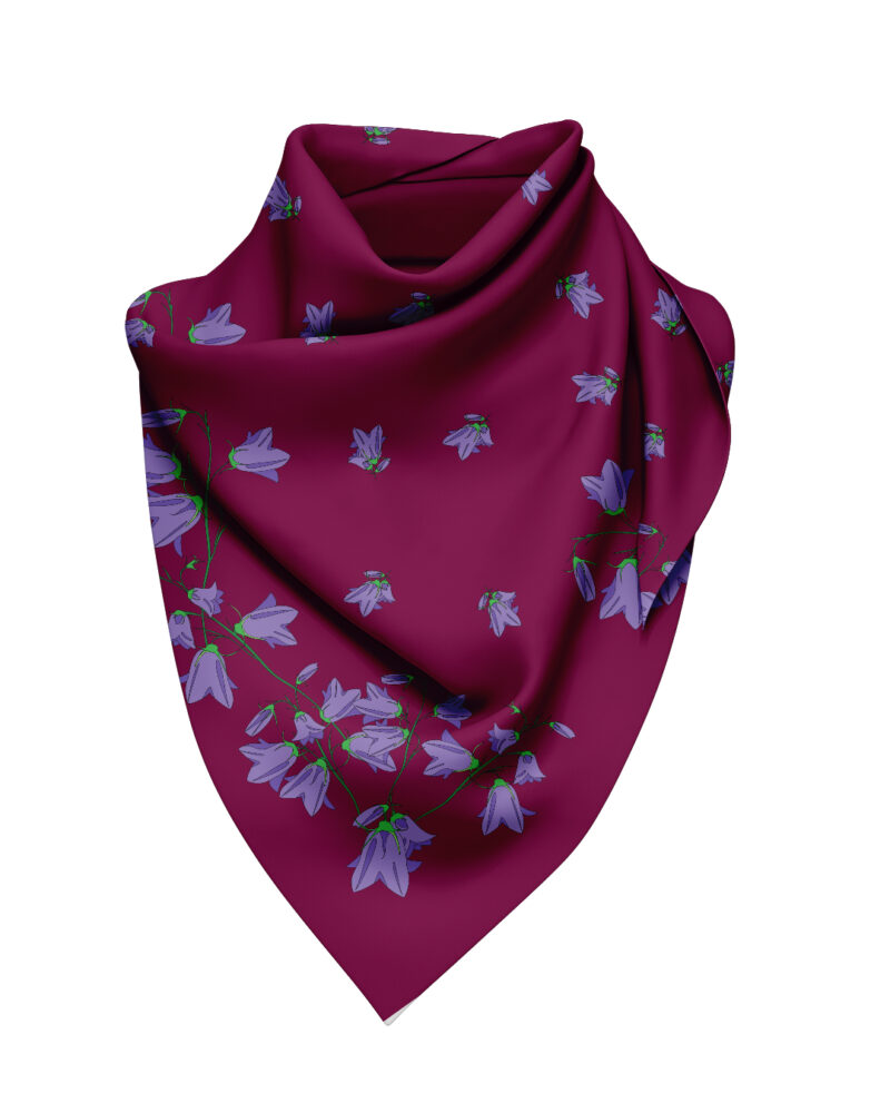 Wool Silk Scarf "Landskapsblommor, Blåklocka, Dalarna" 75x75 cm - Image 8