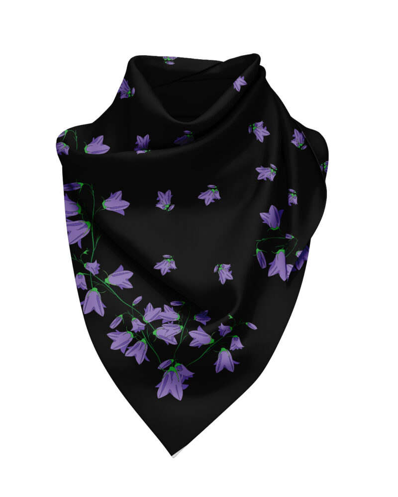 Wool Silk Scarf "Landskapsblommor, Blåklocka, Dalarna" 75x75 cm - Image 4