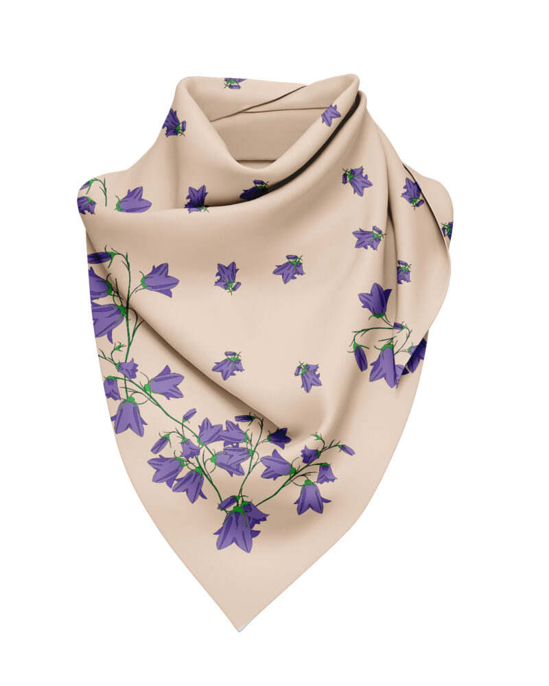 Wool Silk Scarf "Landskapsblommor, Blåklocka, Dalarna" 75x75 cm - Image 2