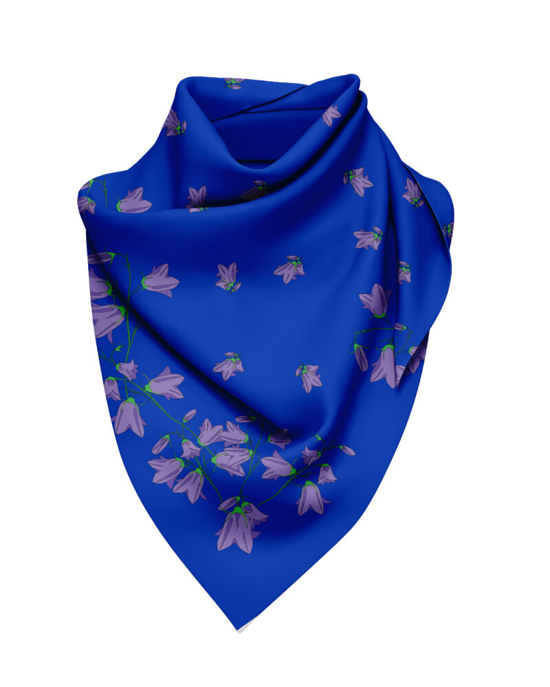 Wool Silk Scarf "Landskapsblommor, Blåklocka, Dalarna" 75x75 cm - Image 10