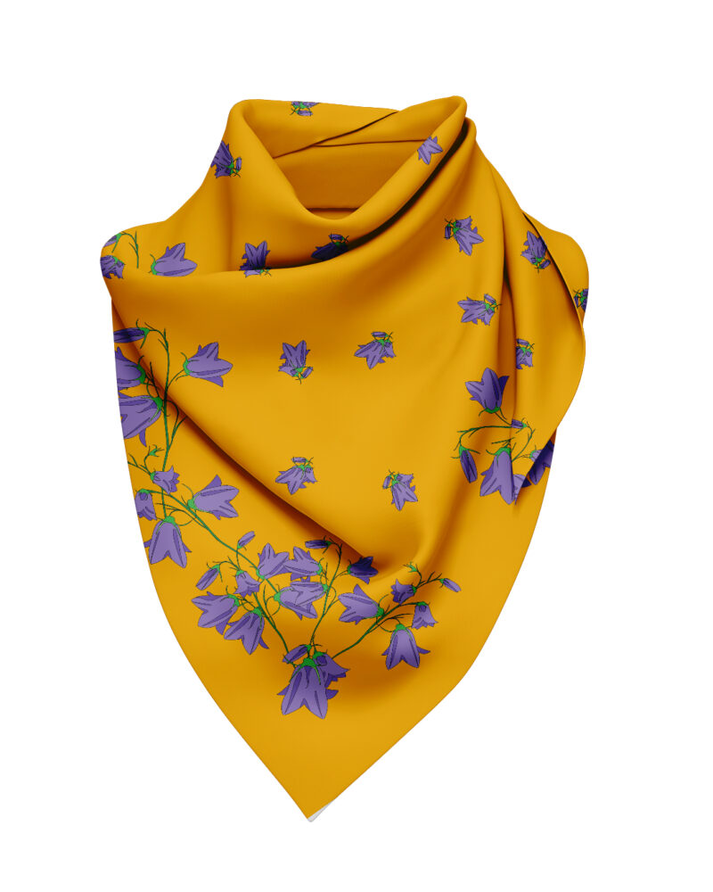 Wool Silk Scarf "Landskapsblommor, Blåklocka, Dalarna" 75x75 cm - Image 6