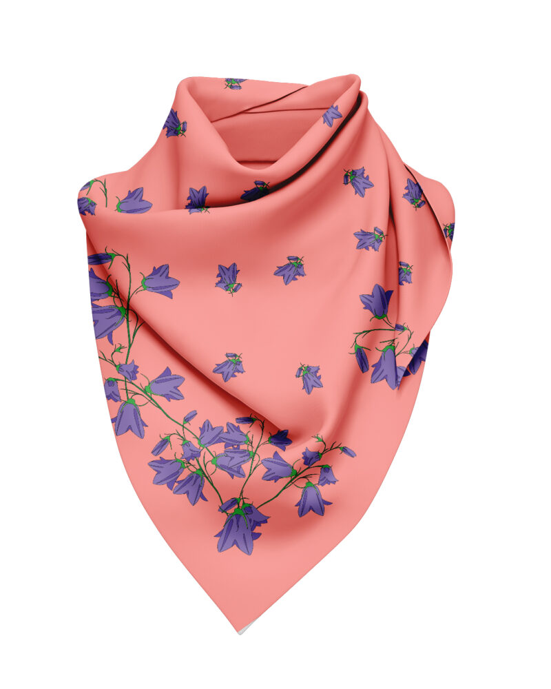Wool Silk Scarf "Landskapsblommor, Blåklocka, Dalarna" 75x75 cm - Image 12