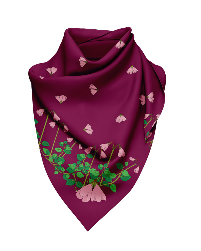 Wool Silk Scarf "Landskapsblommor, Småland, Linnea" 75x75 cm - Image 8