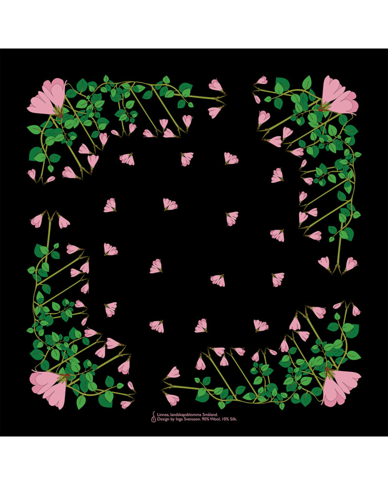 Wool Silk Scarf "Landskapsblommor, Småland, Linnea" 75x75 cm - Image 5