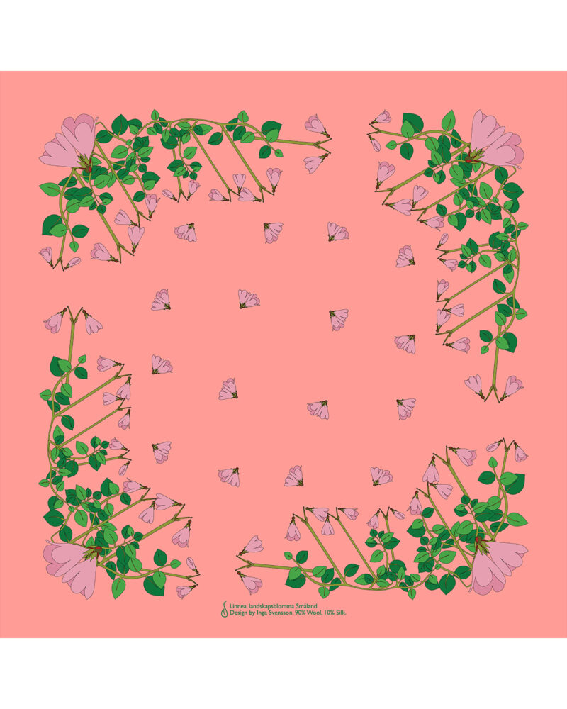 Wool Silk Scarf "Landskapsblommor, Småland, Linnea" 75x75 cm - Image 13