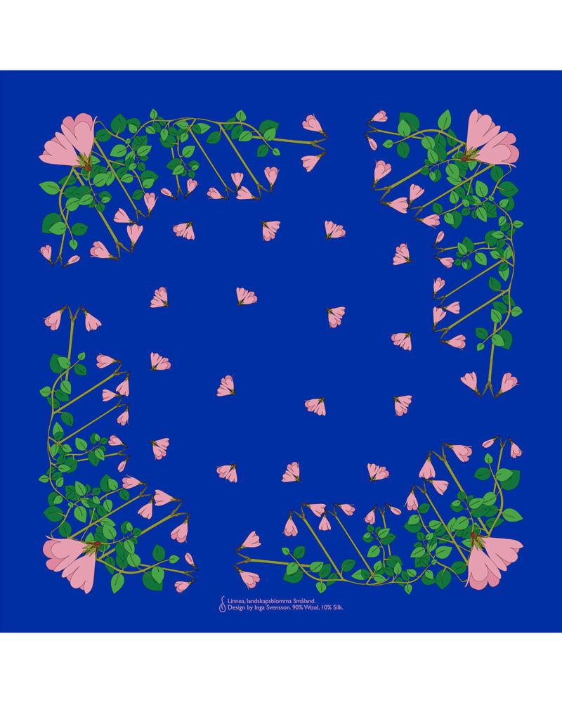 Wool Silk Scarf "Landskapsblommor, Småland, Linnea" 75x75 cm - Image 11