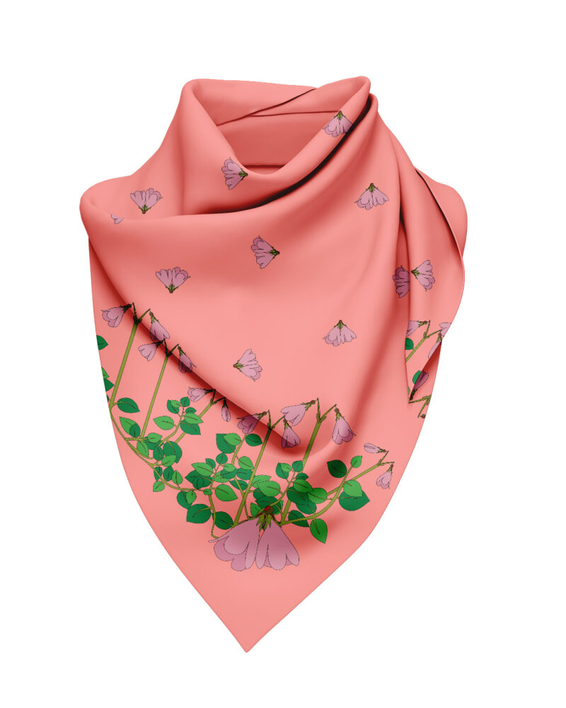 Wool Silk Scarf "Landskapsblommor, Småland, Linnea" 75x75 cm - Image 12