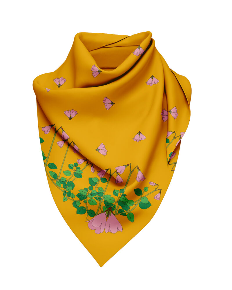 Wool Silk Scarf "Landskapsblommor, Småland, Linnea" 75x75 cm - Image 6