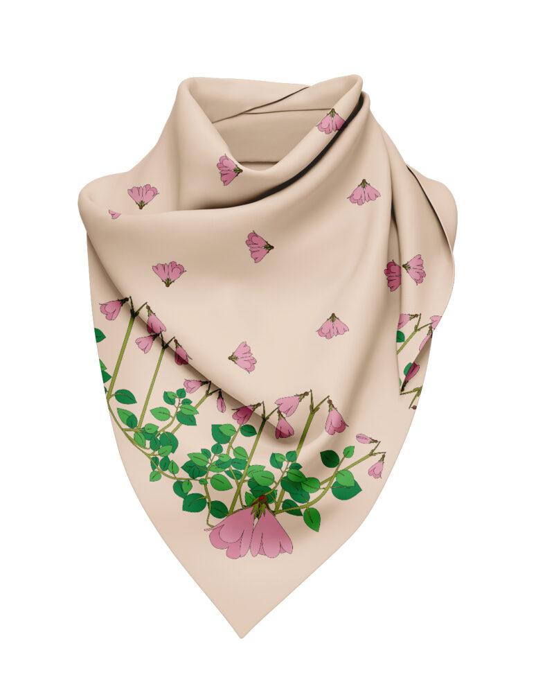 Wool Silk Scarf "Landskapsblommor, Småland, Linnea" 75x75 cm - Image 2