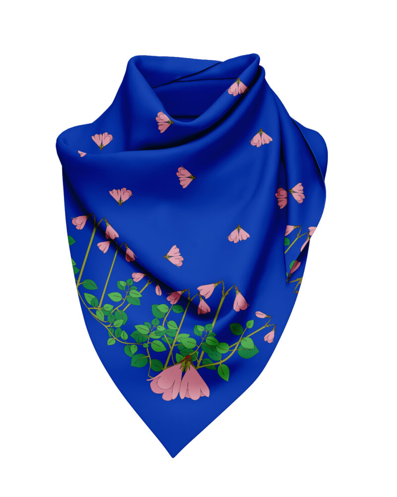 Wool Silk Scarf "Landskapsblommor, Småland, Linnea" 75x75 cm - Image 10