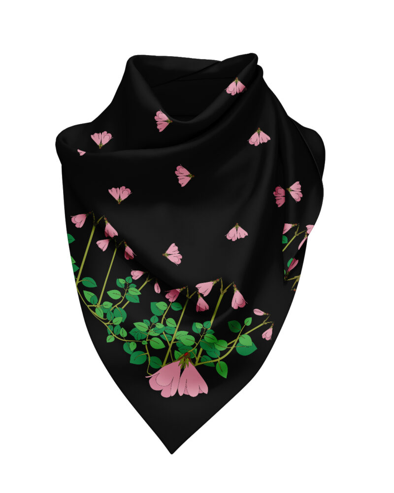 Wool Silk Scarf "Landskapsblommor, Småland, Linnea" 75x75 cm - Image 4